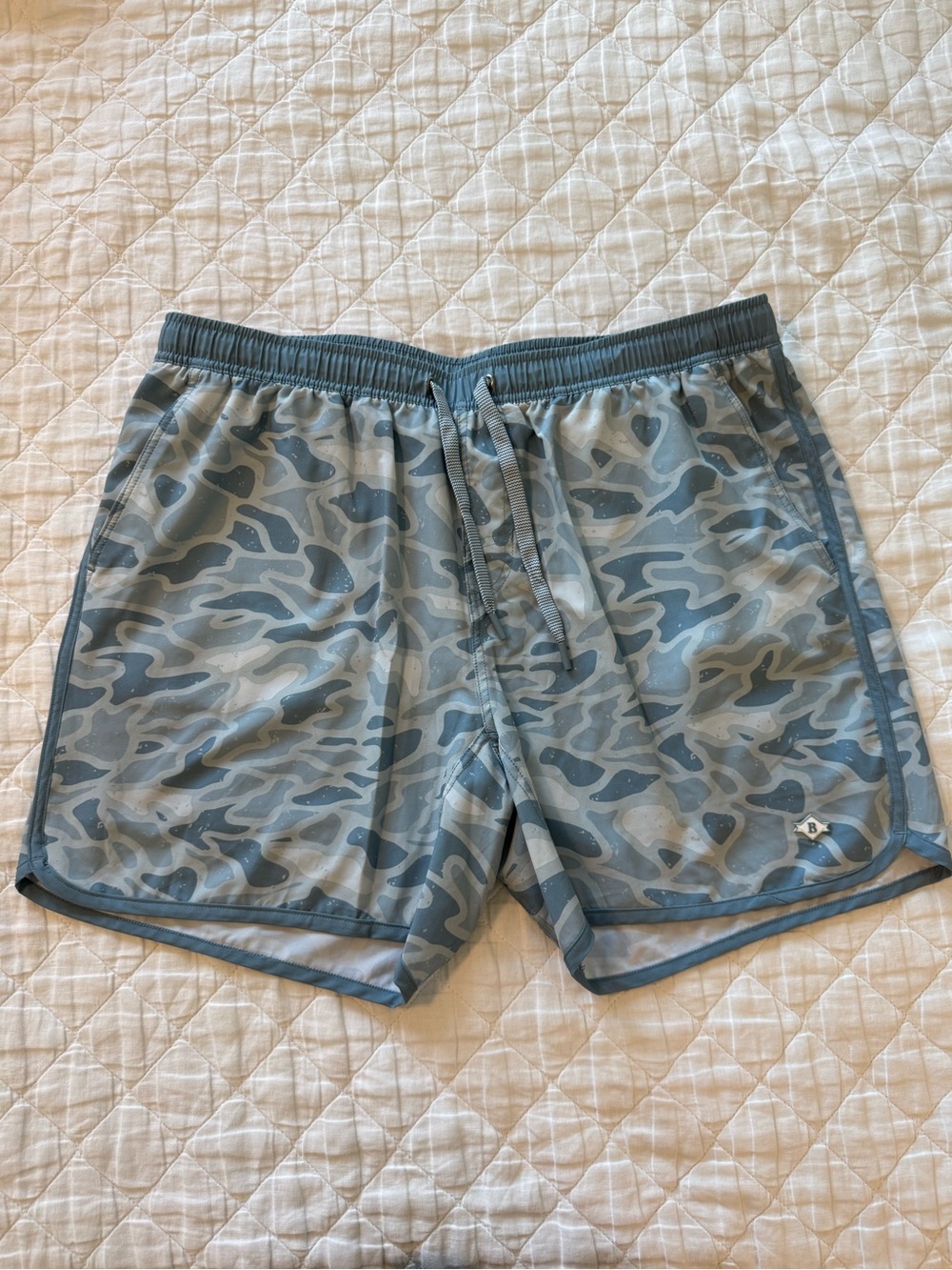 BURLEBO Light Blue Camo Swim Trunks